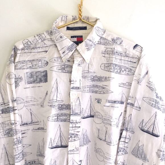 Tommy Hilfiger XL nautical theme linen+cotton shirt - Picture 4 of 13